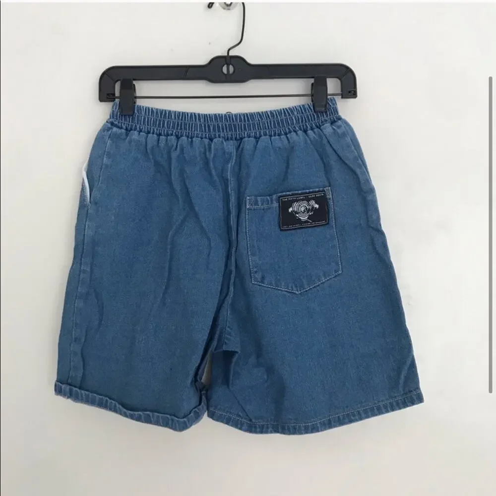 THE FIFTH LABEL Drawstring Denim Jean Long Shorts
